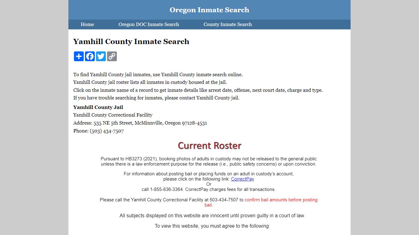 Yamhill County Inmate Search